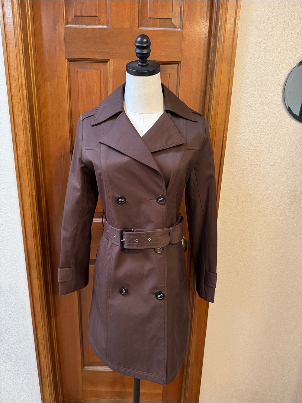 MaxMara Brown Double-Breasted Belted Trench Coat Size M